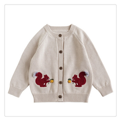 deer jonmi Nou Toamnă Iarnă Copii Pulovere tricotate din bumbac Broderie din desene animate Bebeluși Pulover cardigan casual drăguț