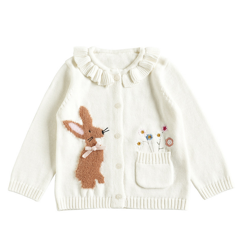 deer jonmi Nou Toamnă Iarnă Copii Pulovere tricotate din bumbac Broderie din desene animate Bebeluși Pulover cardigan casual drăguț