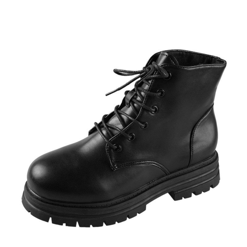 Pantofi de damă 2023 Cizme de damă cu șireturi de înaltă calitate, iarnă, vârf rotund, cu platformă solidă cu tub mijlociu, cizme la modă de dimensiuni mari