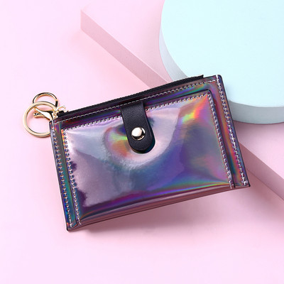 2023 Νέα μόδα διαφανές γυναικείο πορτοφόλι Κοντό PVC διαφανές κορεάτικο ολογραφικό θήκη καρτών Γυναικείες χαριτωμένες τσάντες για κέρματα
