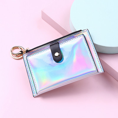 2023 Νέα μόδα διαφανές γυναικείο πορτοφόλι Κοντό PVC διαφανές κορεάτικο ολογραφικό θήκη καρτών Γυναικείες χαριτωμένες τσάντες για κέρματα