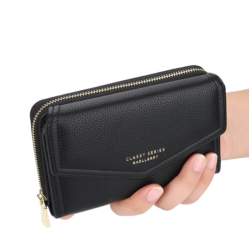 Keskmise pikkusega naiste rahakott tõmblukuga mündikott Baellerry nahast rahakotid naistele kokkupandavad rahakotid naiste kaardihoidja rahakott Roheline must punane