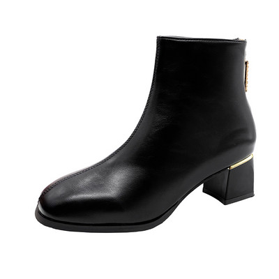 2023. aasta moekingad Naiste pahkluu naiste saapad Elegantsed moodsad naiste saapad Pärlikristallist tõmblukuga, ruudukujulise varbaga, paksu kontsaga naiste kingad