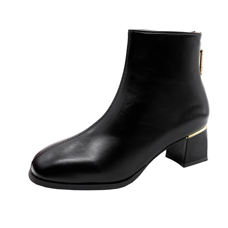 2023. aasta moekingad Naiste pahkluu naiste saapad Elegantsed moodsad naiste saapad Pärlikristallist tõmblukuga, ruudukujulise varbaga, paksu kontsaga naiste kingad