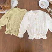 cerb jonmi 2023 toamna stil coreean copii pulovere tricotate scobit volane maneci evazate pulover cardigan fetite