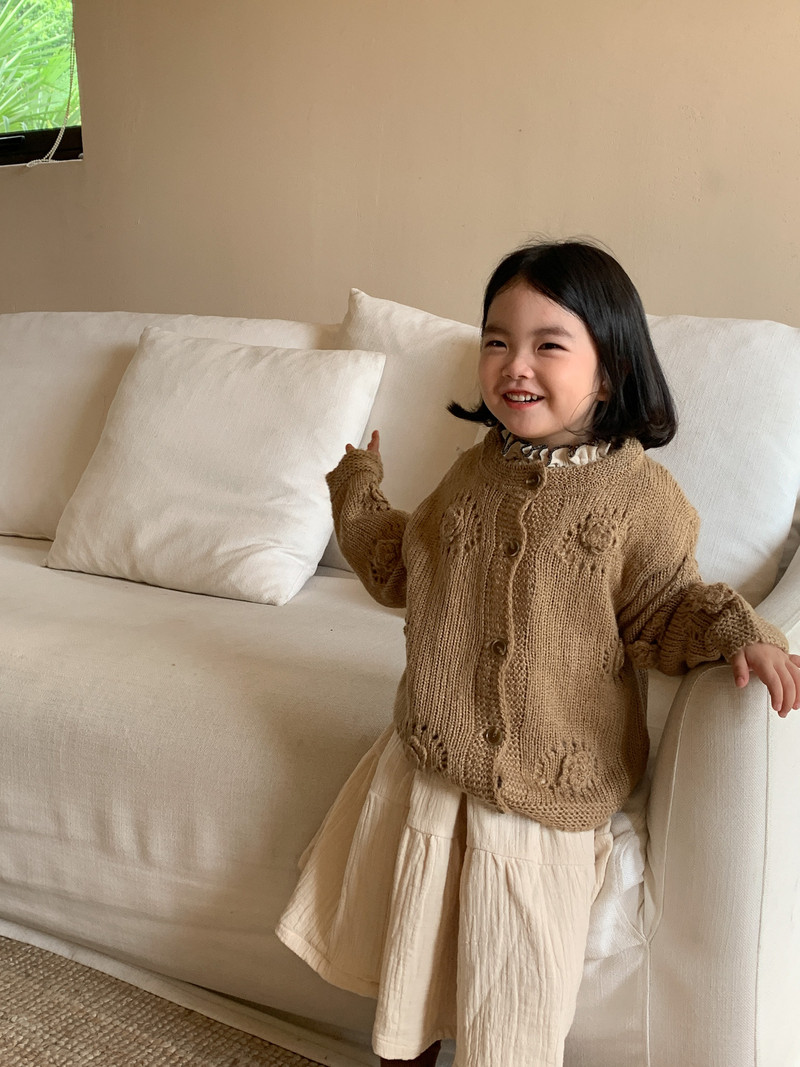 deer jonmi 2023 Uus sügisene korea stiilis laste kootud kampsunid lillelised heegeldatud õõnsad väikelapsed, tüdrukud, armsad kampsunist mantlid