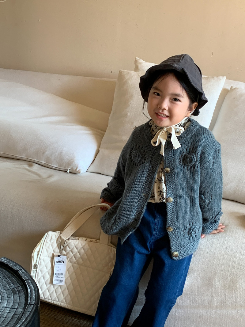 deer jonmi 2023 Uus sügisene korea stiilis laste kootud kampsunid lillelised heegeldatud õõnsad väikelapsed, tüdrukud, armsad kampsunist mantlid