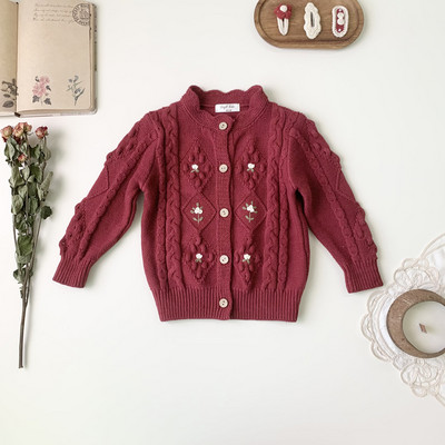 szarvas jonmi 2023 új őszi koreai stílusú gyerek hímzés kötött pulóverek baba lányoknak horgolt kardigán kabátok karácsonyi pulóver