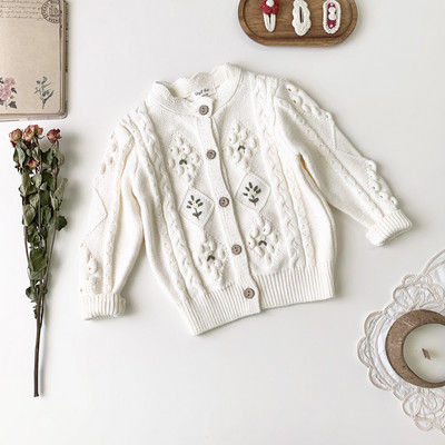szarvas jonmi 2023 új őszi koreai stílusú gyerek hímzés kötött pulóverek baba lányoknak horgolt kardigán kabátok karácsonyi pulóver