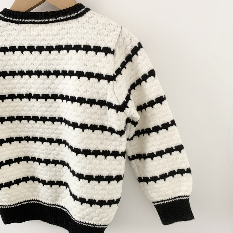 deer jonmi 2023 sügistalv beebitüdrukute kootud kampsunid Korea stiilis laste triibuline kampsun