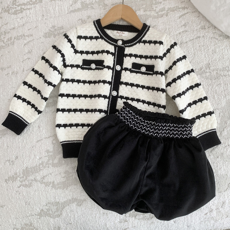 deer jonmi 2023 sügistalv beebitüdrukute kootud kampsunid Korea stiilis laste triibuline kampsun