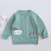 deer jonmi Nou Toamnă Bebeluși Fete Pulovere tricotate Curcubeu Broderie Copii Copii Bumbac Cardigan Palton