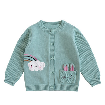 deer jonmi Nou Toamnă Bebeluși Fete Pulovere tricotate Curcubeu Broderie Copii Copii Bumbac Cardigan Palton