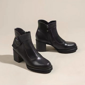 Platformă Doamnă Tocuri Înalte 2023 Iarna Pluș Cizme Femei Confortabile Toc Gros Birou Pantofi Femeie Moda Fermoar Cizme