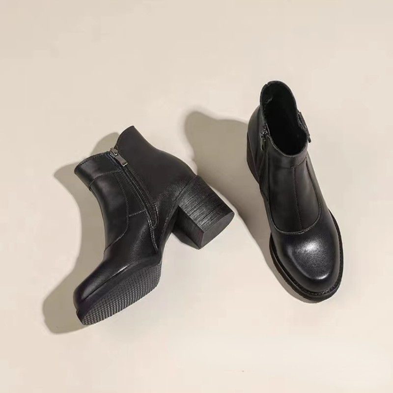 Platformă Doamnă Tocuri Înalte 2023 Iarna Pluș Cizme Femei Confortabile Toc Gros Birou Pantofi Femeie Moda Fermoar Cizme