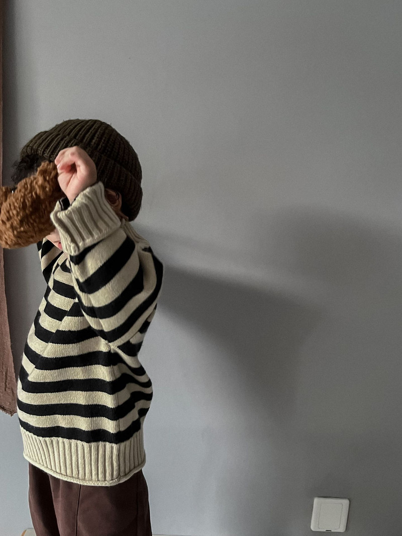 Sügistalvine laste kampsun lokkis kõrge kaelusega laste kampsun triibuline pullover poistele tüdrukutele talvekampsun väikelapse kampsun