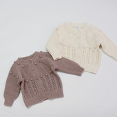Noua iarnă pentru fetițe Pulovere tricotate cu gol în stil coreean Culoare pură Pompon Copii Copii Cardigan Paltoane