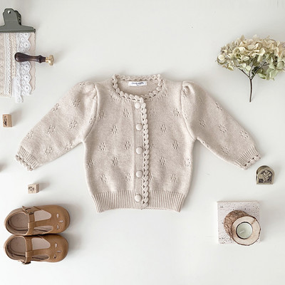 ελάφια jonmi 2023 Νέα φθινοπωρινά πλεκτά πουλόβερ για νήπια κοριτσιών Κορεατικό στυλ μωρό Παιδικά πριγκίπισσα με βελονάκι ζακέτα πουλόβερ