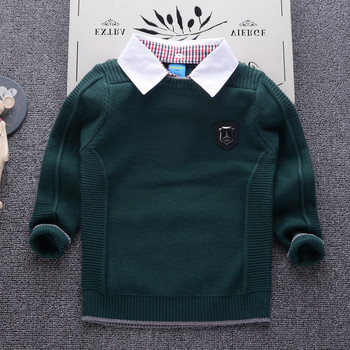 Официален пуловер с обърната яка Памучен зимен удебелен детски трикотаж Палта Яка Детски якета Пуловер