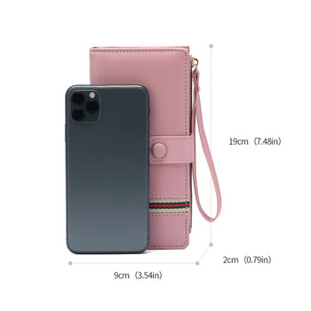 Ново дълго портмоне Дамска корейска версия на чанта Дамско портмоне Чанта за карти с голям капацитет Портфейл с катарама Чанта за мобилен телефон