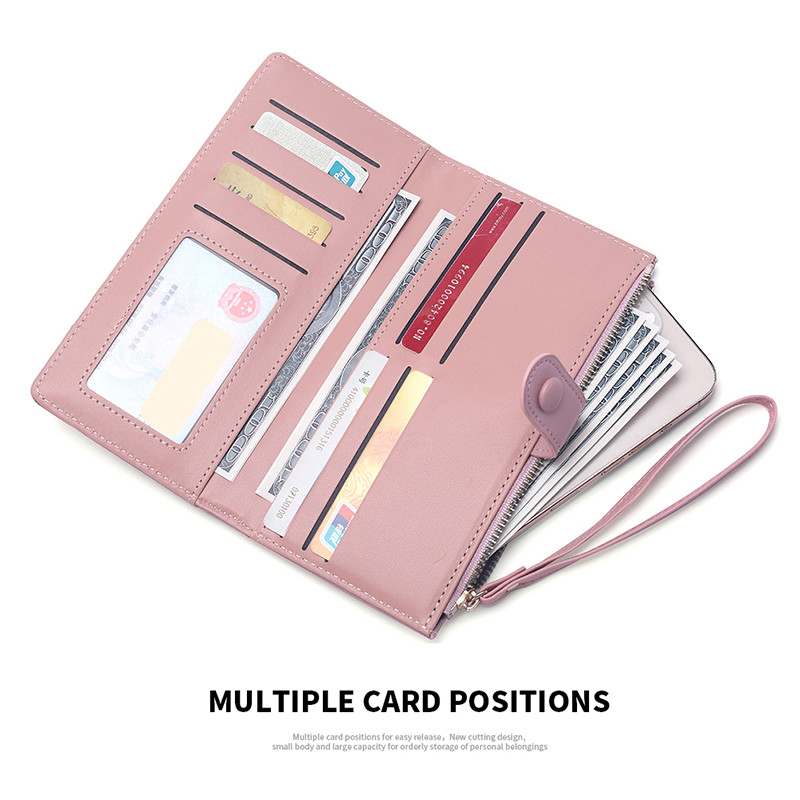 Uus pikk rahakott Naiste Korea versioon käekott Naiste rahakott suure mahutavusega kaardikott Tõmblukuga pandlaga rahakott mobiiltelefonikott