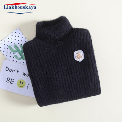 Detský sveter pre dievčatá, zimný rolák s dlhým rukávom, módne jarné oblečenie pre chlapcov, pletené topy