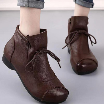Обувки за жени 2023 Нова мода Дамски ботуши с връзки Ежедневни меки дъна Ретро дамски боти до глезена Zapatos Para Damas En Oferta