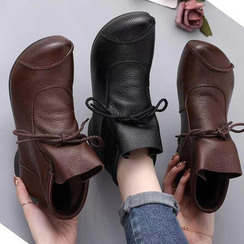Обувки за жени 2023 Нова мода Дамски ботуши с връзки Ежедневни меки дъна Ретро дамски боти до глезена Zapatos Para Damas En Oferta