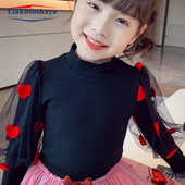 90-140 cm Suvine kevadine tüdrukute T-särk Moodne kahekihiline pikkade varrukatega tüdrukute lapsed, uued topid Lasteriided Väikelaste tüdrukute riided