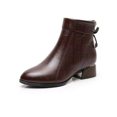 2022. aasta uued sügis- ja talve suured alasti saapad Naiste terava otsaga paksu kontsaga lühikeste varrukatega mugavad lukuga nahast saapad