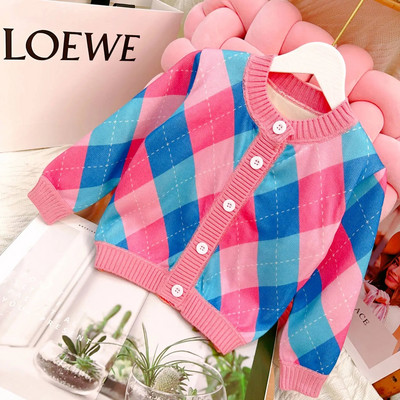 Uued lapsed Beebidele Tüdrukutele Poiste Kampsun Sügistalvine Täisvarrukatega Vikerkaare Triibud Pullover Kampsun Väikelaste Laste Kootud Kampsun