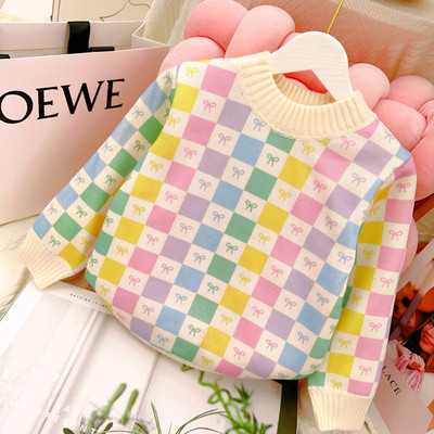 Uued lapsed Beebidele Tüdrukutele Poiste Kampsun Sügistalvine Täisvarrukatega Vikerkaare Triibud Pullover Kampsun Väikelaste Laste Kootud Kampsun