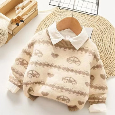 Uued lapsed Beebidele Tüdrukutele Poiste Kampsun Sügistalvine Täisvarrukatega Vikerkaare Triibud Pullover Kampsun Väikelaste Laste Kootud Kampsun