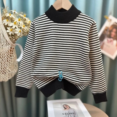 Uued lapsed Beebidele Tüdrukutele Poiste Kampsun Sügistalvine Täisvarrukatega Vikerkaare Triibud Pullover Kampsun Väikelaste Laste Kootud Kampsun