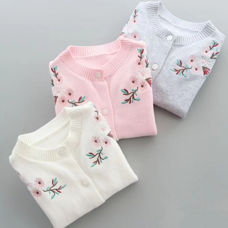 Fete Cardigan Pentru Fete Bebeluși Fetițe Pulover Minunat Alb Haine Casual Toamna Copii Brodează Frumos Manton Pentru Copii 2-7 Ani