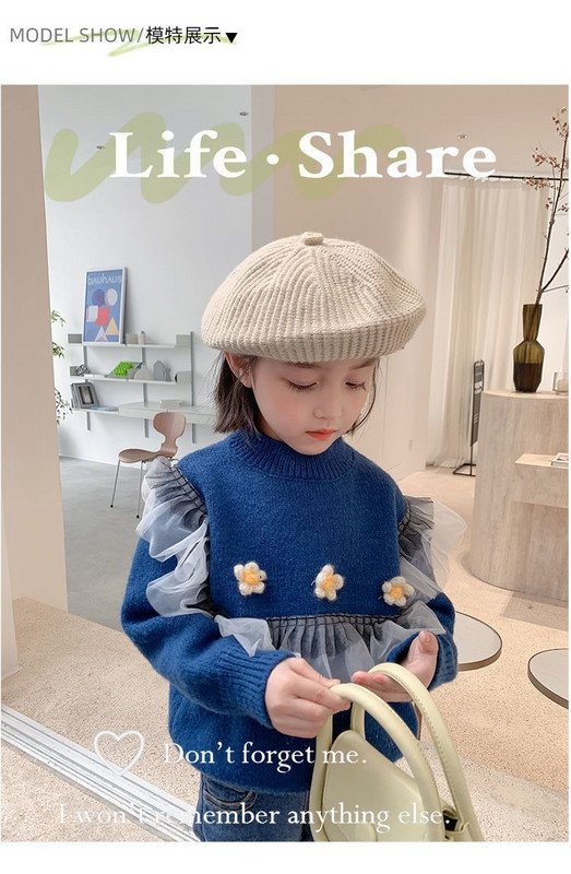 Laste kampsun Funny 2023 Mood Talv Laste Kampsunid Poiste Kootud Pullover Solid Tüdrukute Lootoselehe kraega kampsun Kulum 90–140 cm