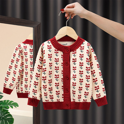 Lasteriided Kardigan Kampsun Tüdrukute Mood Käsitsi tikitud Südamenööb Koo Kardigan Tüdrukute Beebi Kevad-Sügiskampsun