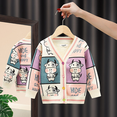 Lasteriided Kardigan Kampsun Tüdrukute Mood Käsitsi tikitud Südamenööb Koo Kardigan Tüdrukute Beebi Kevad-Sügiskampsun