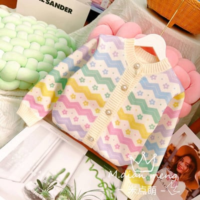 Lasteriided Kardigan Kampsun Tüdrukute Mood Käsitsi tikitud Südamenööb Koo Kardigan Tüdrukute Beebi Kevad-Sügiskampsun