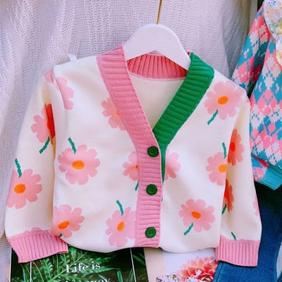 Lasteriided Kardigan Kampsun Tüdrukute Mood Käsitsi tikitud Südamenööb Koo Kardigan Tüdrukute Beebi Kevad-Sügiskampsun