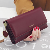 Модни дамски портфейли Марка Letter Long Tri-fold Wallet Purse Fresh Leame Female Clutch Card Holder Cartera Mujer
