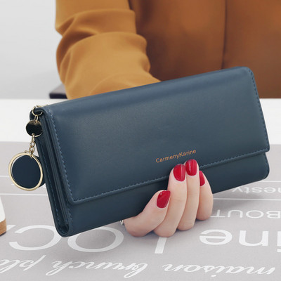 Модни дамски портфейли Марка Letter Long Tri-fold Wallet Purse Fresh Leame Female Clutch Card Holder Cartera Mujer