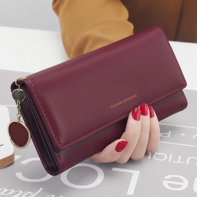 Модни дамски портфейли Марка Letter Long Tri-fold Wallet Purse Fresh Leame Female Clutch Card Holder Cartera Mujer