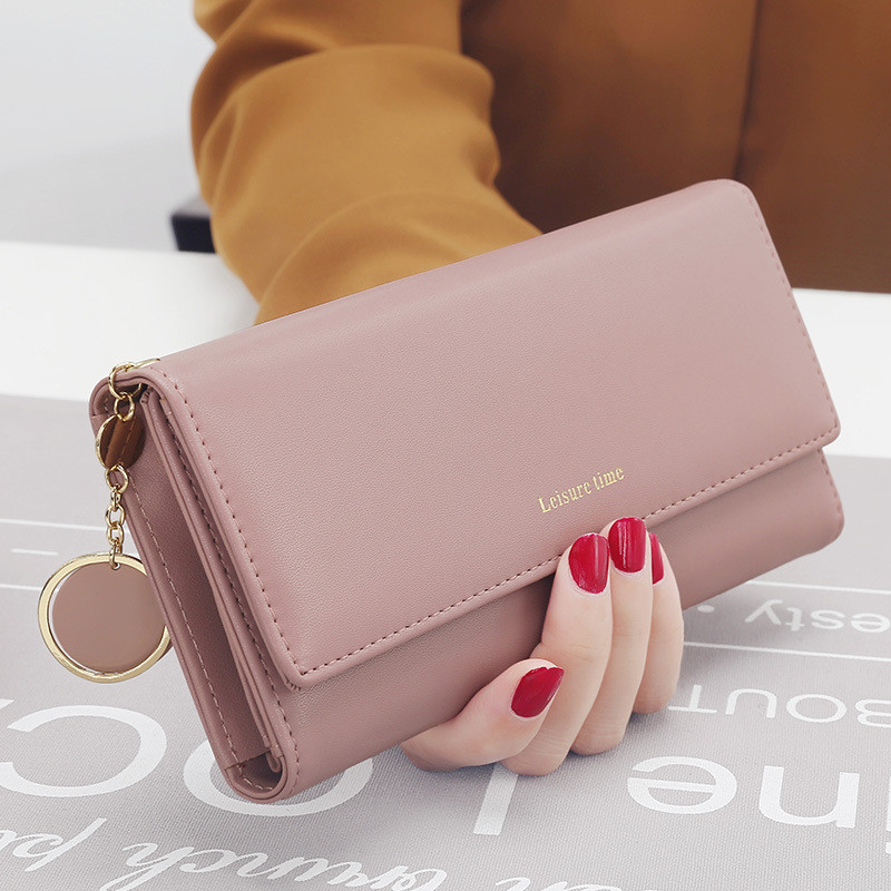 Модни дамски портфейли Марка Letter Long Tri-fold Wallet Purse Fresh Leame Female Clutch Card Holder Cartera Mujer