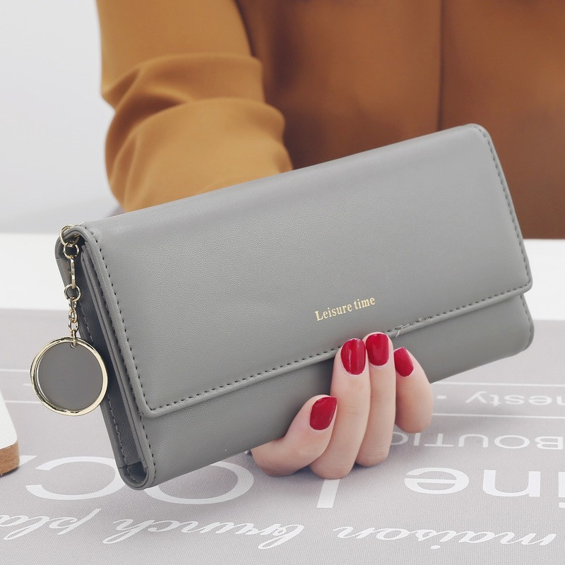 Модни дамски портфейли Марка Letter Long Tri-fold Wallet Purse Fresh Leame Female Clutch Card Holder Cartera Mujer
