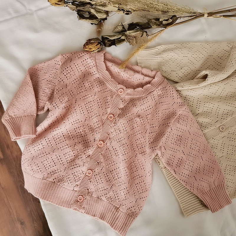 2021. aasta kevad, uus korea stiilis väikelapsed, tüdrukud, õõnsad kootud kampsunid, puhtavärvilised topid Lasteriided, beebid, lapsed, õhuke kampsun