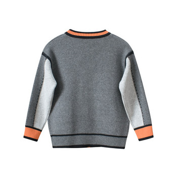 Пролет Есен Ново 2023 г. Детски пуловер с дълъг ръкав, V-образно деколте, плетено палто за момчета, едноредно яке, детско връхно облекло, дропшиппинг