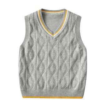 2023 Ins Нова мода Пуловер за момчета Жилетка Детска есенно-зимна жилетка Плетен пуловер Карирана жилетка за момчета