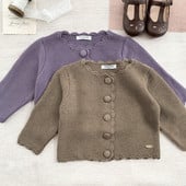 deer jonmi 2022 Sügis Beebi Tüdrukute Kootud Kampsunid Korea stiilis ühevärvilised Retro Väikelaste Kampsunid Mantlid