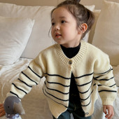 deer jonmi 2023 uus sügisene korea stiilis laste triibulised kootud kampsunid, väikelapsed, lapsed, vabaaja kampsunid